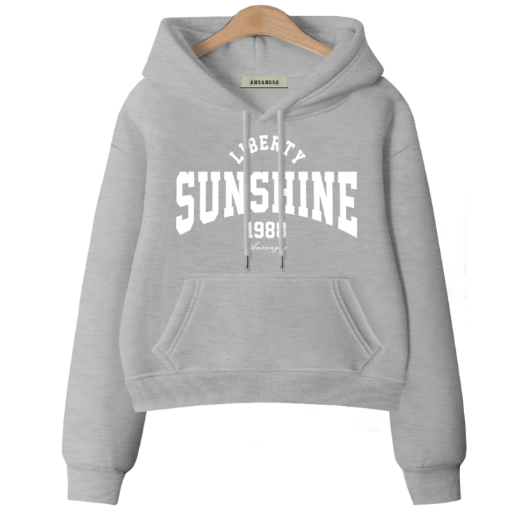 ANSANGSA 썬샤인 여성 semi크롭 루즈핏 후드 스웨트셔츠