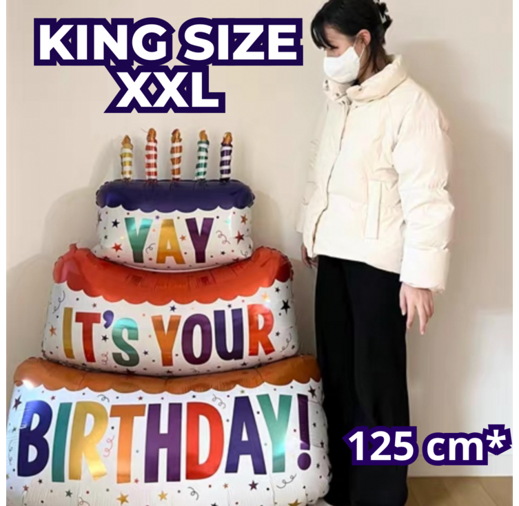 KING SIZE 팽창된 생일 케이크 풍선 생일 파티 장식 사진 소품 장식 분위기 배경 레이아웃 축하 장식 실내 장식 테마 장식 파티 장식 용품, 1개