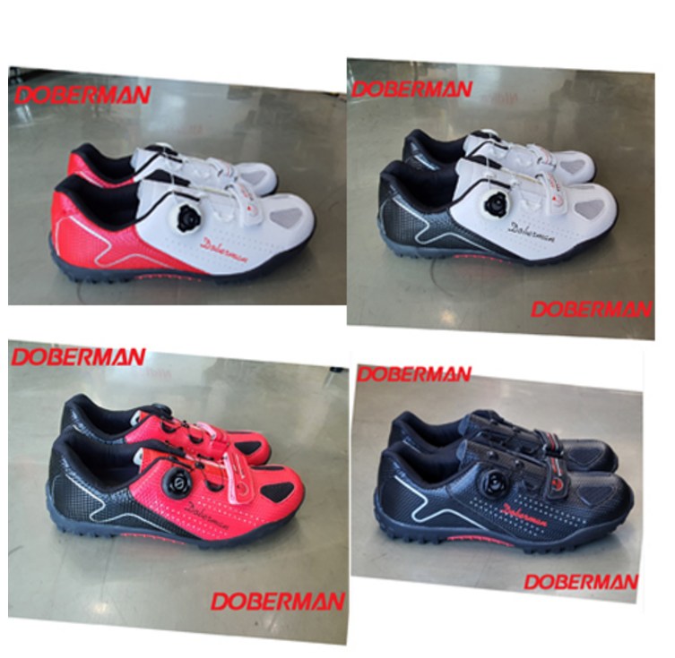 도베르만 국산 평페달슈즈 자전거신발, 화이트레드, 270