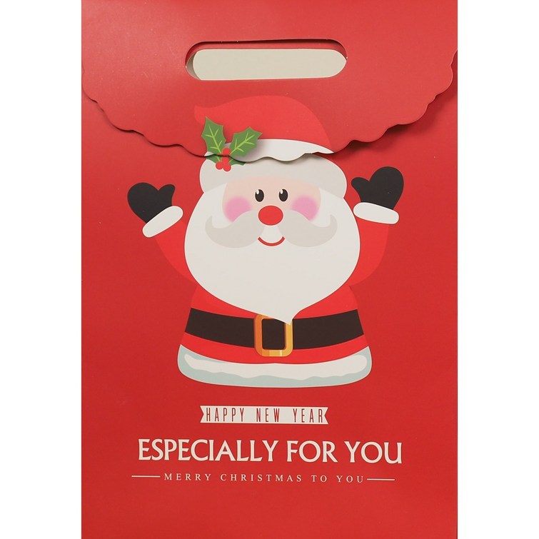 플라이로즈 크리스마스 벨크로 종이 가방 5P 손잡이 쇼핑백 선물 포장, 산타클로스